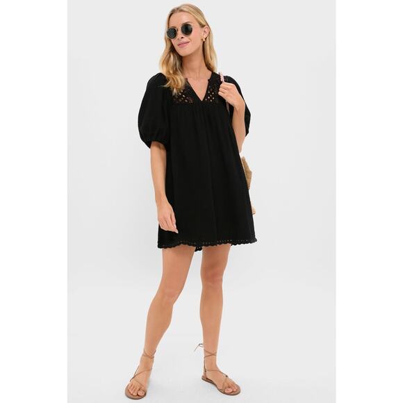 HYACINTH HOUSE Black Crochet Diana Mini Dress Size M NWT Retail $148 Tuckernuck - Picture 7 of 8